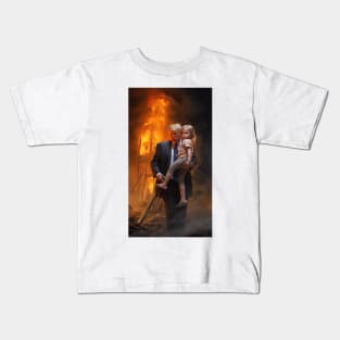 Trump saved kid from fire - tshirt design Kids T-Shirt